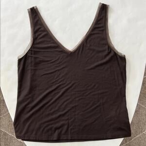 HARARI Vintage Brown V Neck Silk Sheer Trim Tank Top Blouse Sz L [COPY]